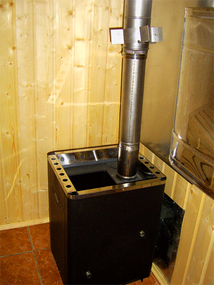 Мобильная баня из клееного бруса. Банная печь